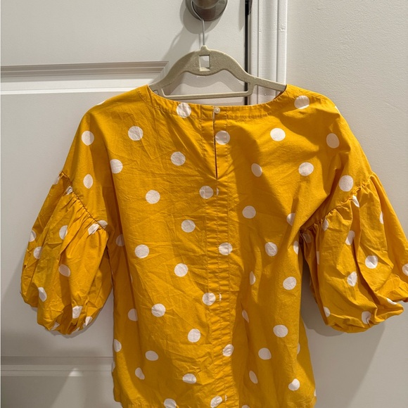 LOFT golden yellow polka dot top size small - Picture 2 of 3
